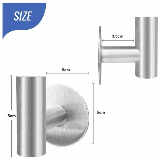 2 Pcs Wall Mount Self Adhesive Bathroom Towel Hooks Holder Cloth Hanger Hook Door Hanger Brushed Nickel - Magdasmall