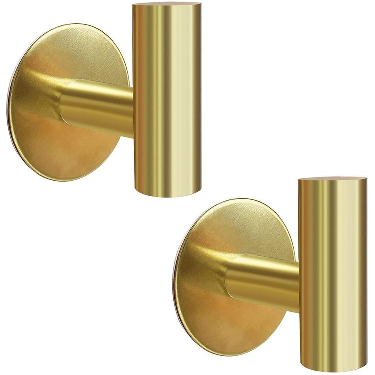 2 Pcs Wall Mount Self Adhesive Bathroom Towel Hooks Holder Cloth Hanger Hook Door Hanger Gold - Magdasmall