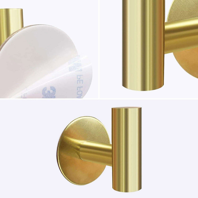 2 Pcs Wall Mount Self Adhesive Bathroom Towel Hooks Holder Cloth Hanger Hook Door Hanger Gold - Magdasmall
