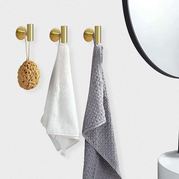2 Pcs Wall Mount Self Adhesive Bathroom Towel Hooks Holder Cloth Hanger Hook Door Hanger Gold - Magdasmall