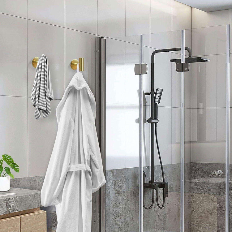 2 Pcs Wall Mount Self Adhesive Bathroom Towel Hooks Holder Cloth Hanger Hook Door Hanger Gold - Magdasmall