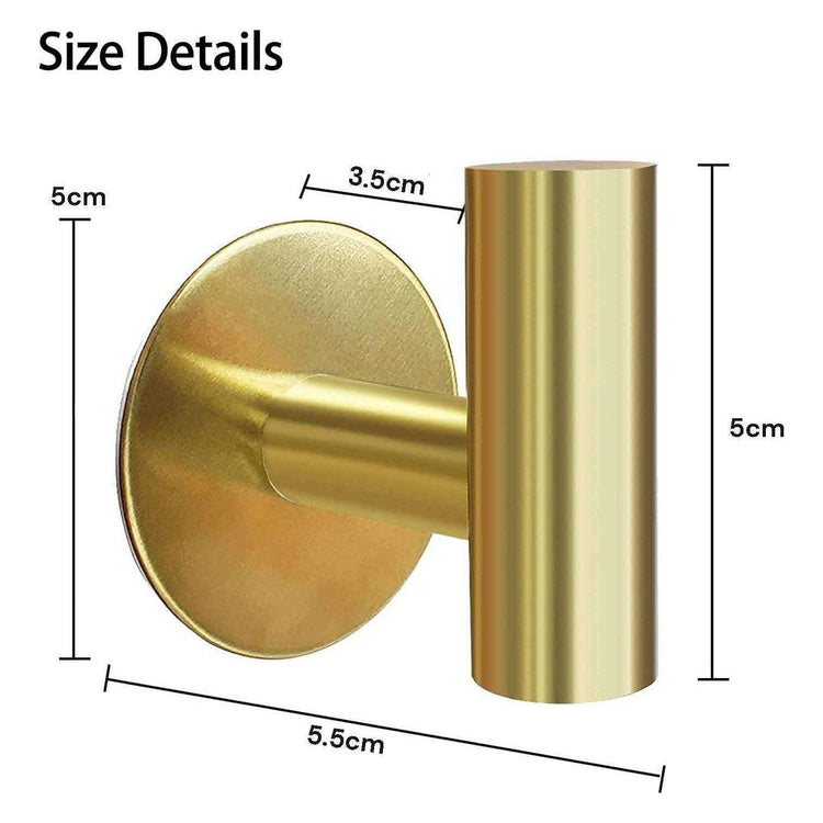 2 Pcs Wall Mount Self Adhesive Bathroom Towel Hooks Holder Cloth Hanger Hook Door Hanger Gold - Magdasmall