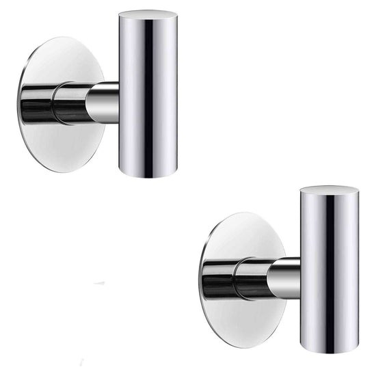 2 Pcs Wall Mount Self Adhesive Bathroom Towel Hooks Holder Cloth Hanger Hook Door Hanger Poliched Chrome - Magdasmall
