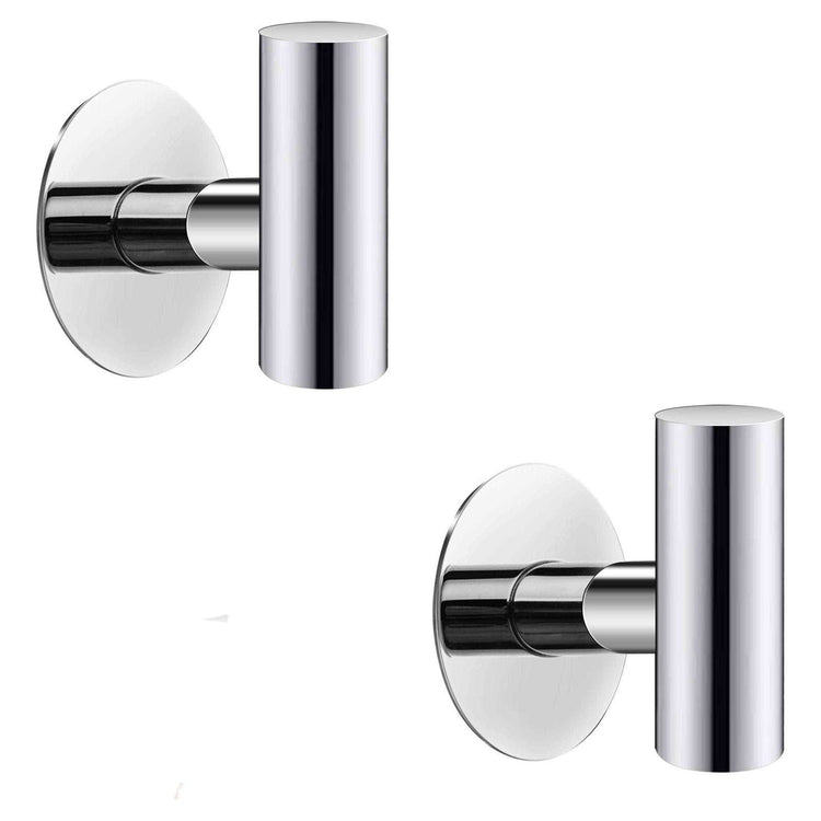 2 Pcs Wall Mount Self Adhesive Bathroom Towel Hooks Holder Cloth Hanger Hook Door Hanger Poliched Chrome - Magdasmall