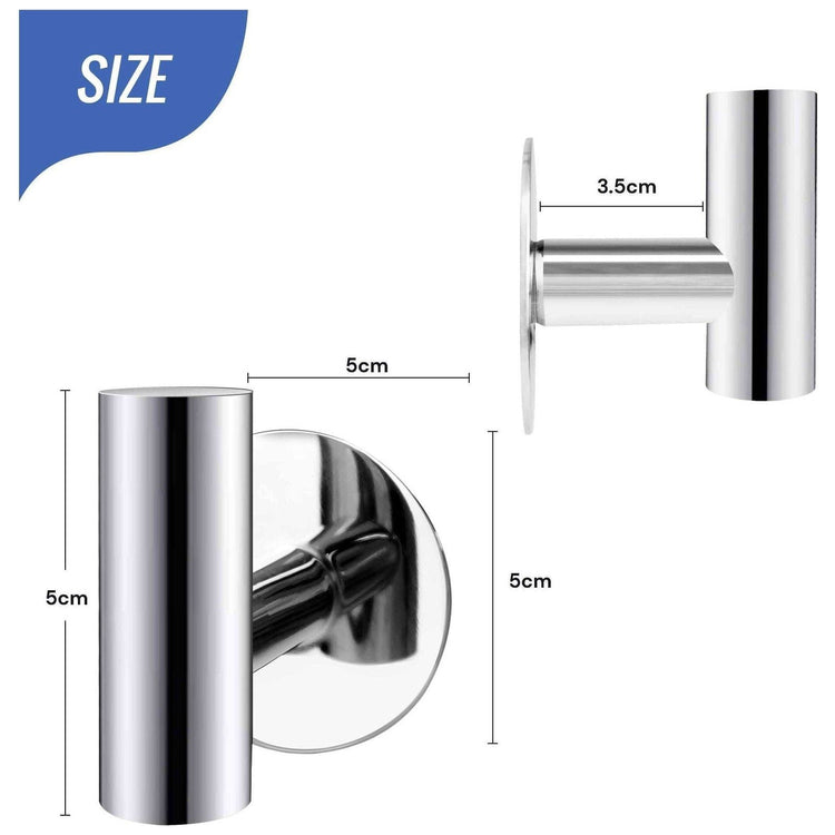 2 Pcs Wall Mount Self Adhesive Bathroom Towel Hooks Holder Cloth Hanger Hook Door Hanger Poliched Chrome - Magdasmall