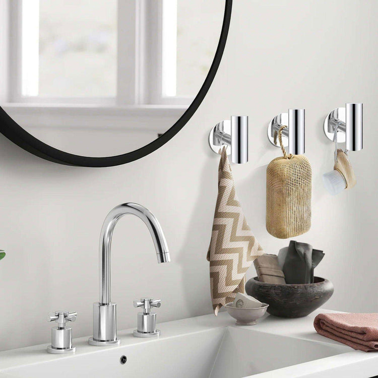 2 Pcs Wall Mount Self Adhesive Bathroom Towel Hooks Holder Cloth Hanger Hook Door Hanger Poliched Chrome - Magdasmall