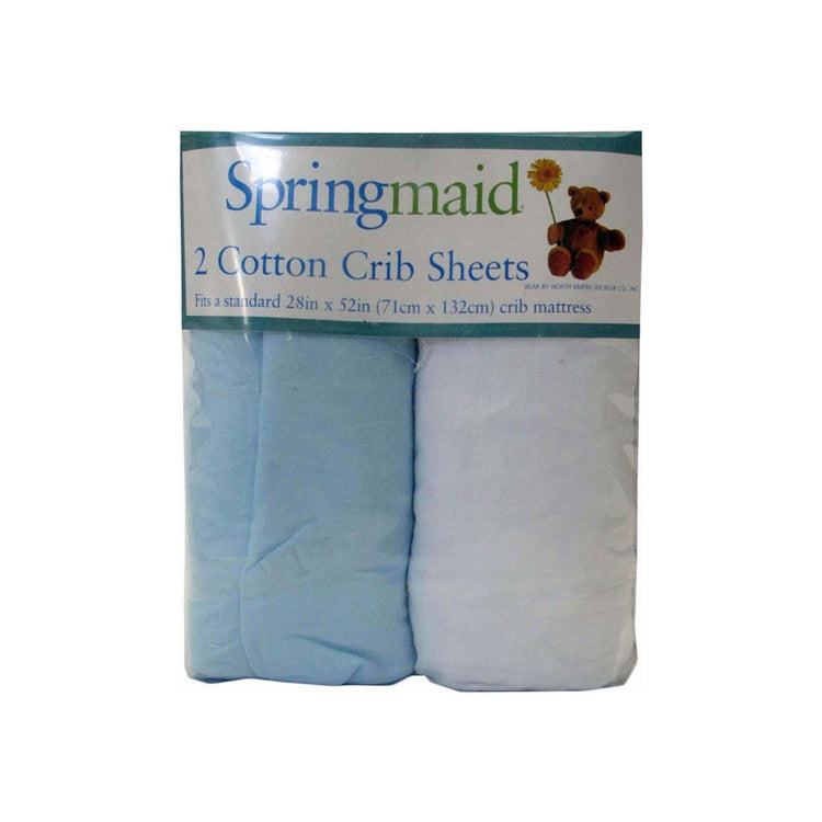 2 Piece of Baby Cot Cotton Fitted Sheet Blue & White - Magdasmall