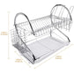 2 Tier Dish Rack with Drain Board for Kitchen Counter and Plated Chrome Dish Dryer Silver 42 x 25,5 x 38 cm - Magdasmall