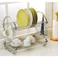 2 Tier Dish Rack with Drain Board for Kitchen Counter and Plated Chrome Dish Dryer Silver 42 x 25,5 x 38 cm - Magdasmall