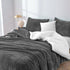 2 in 1 teddy sherpa duvet cover set and blanket queen charcoal - Magdasmall