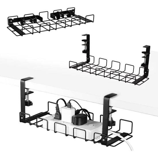 2 pack Under Desk Cable Management Tray, Black - Magdasmall