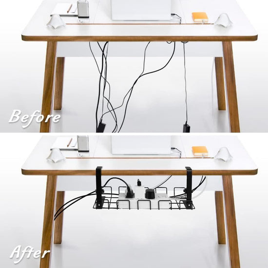 2 pack Under Desk Cable Management Tray, Black - Magdasmall