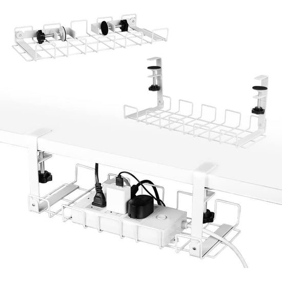 2 pack Under Desk Cable Management Tray, White - Magdasmall