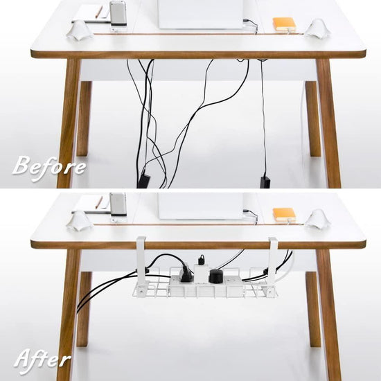 2 pack Under Desk Cable Management Tray, White - Magdasmall