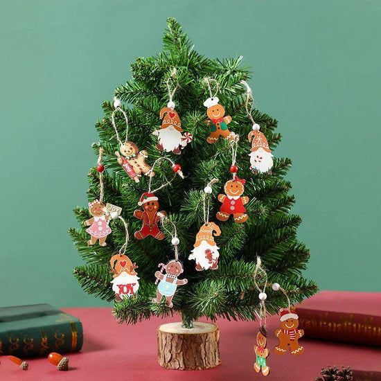 (2 set)Christmas Gingerbread Ornaments Set - Festive Wooden Decorations for Tree, Set of 12 - Magdasmall