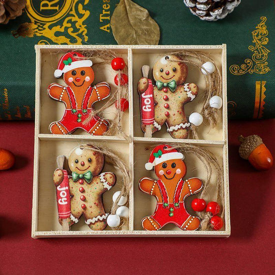 (2 set)Christmas Gingerbread Ornaments Set - Festive Wooden Decorations for Tree, Set of 12 - Magdasmall