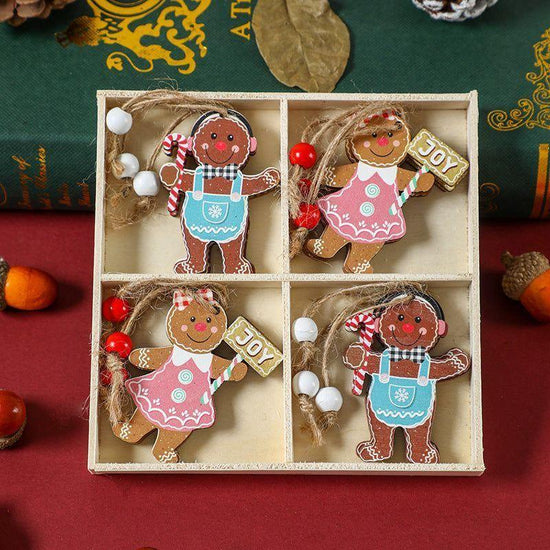 (2 set)Christmas Gingerbread Ornaments Set - Festive Wooden Decorations for Tree, Set of 12 - Magdasmall