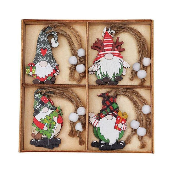 (2 set)Christmas Gnome Ornaments Set - Festive Wooden Decorations for Tree, Set of 12 - Magdasmall