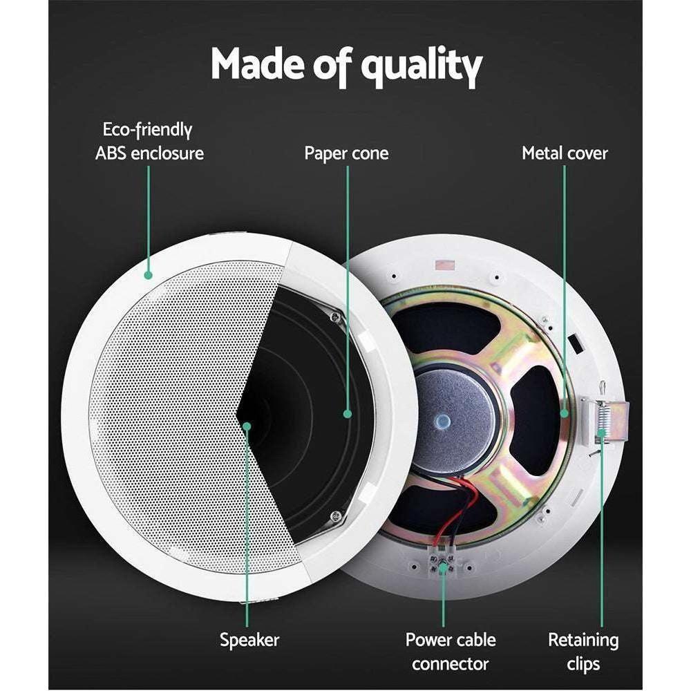 2 x 6" In Ceiling Speakers Home 80W Speaker Theatre Stereo Outdoor Multi Room - Magdasmall
