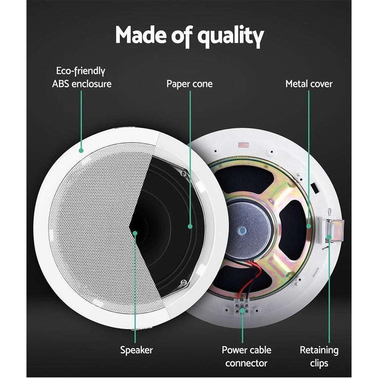 2 x 6" In Ceiling Speakers Home 80W Speaker Theatre Stereo Outdoor Multi Room - Magdasmall
