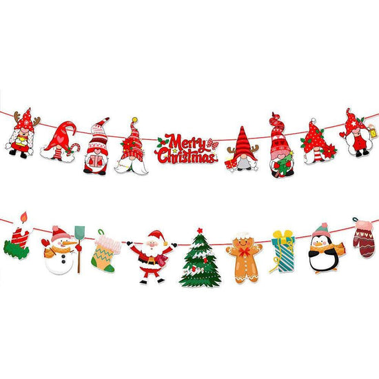 2Pack 3M Christmas Bunting Banners Garland Wall Decor Elk Snowman Party Decor(TO25+TO26) - Magdasmall