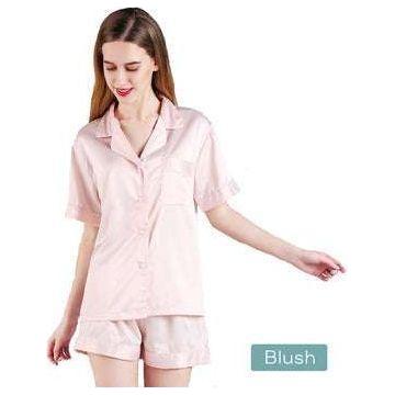 2pc satin short women pajamas set small blush - Magdasmall