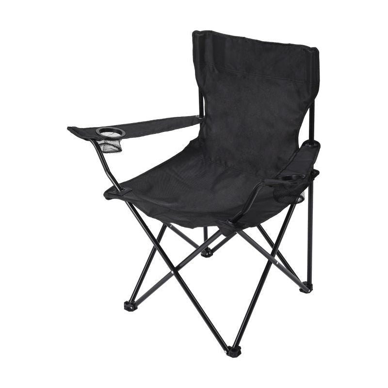 2pcs Black Portable Folding Camping Chair with Armrests and Cup Holder - Magdasmall