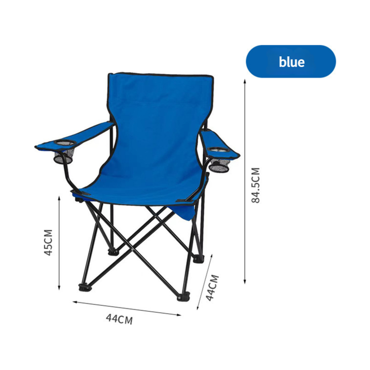 2pcs Blue Portable Folding Camping Chair with Armrests and Cup Holder - Magdasmall