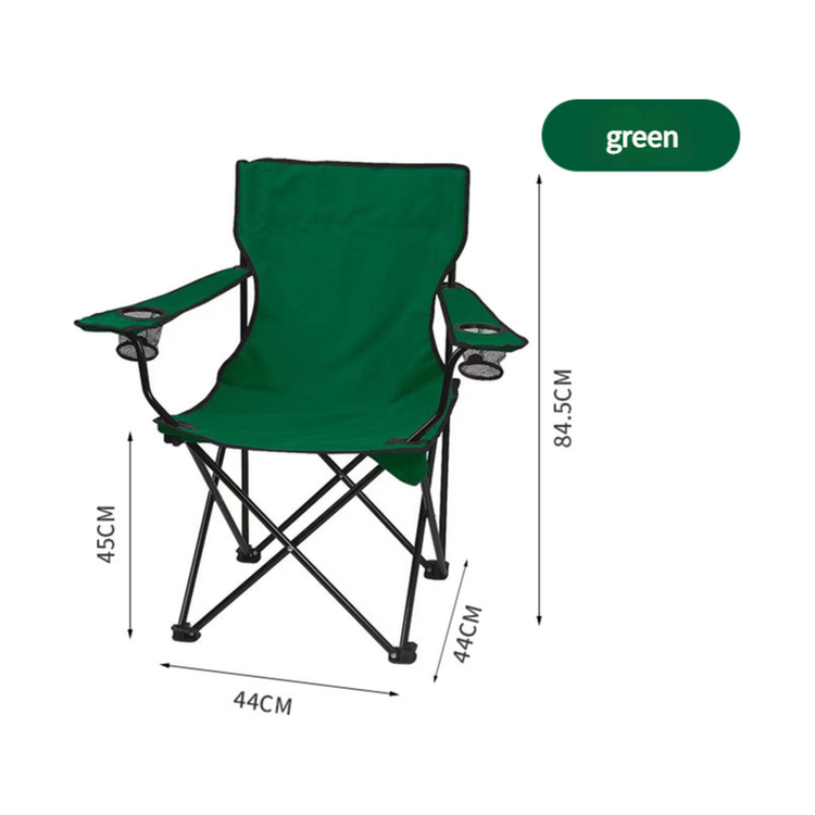 2pcs Green Portable Folding Camping Chair with Armrests and Cup Holder - Magdasmall