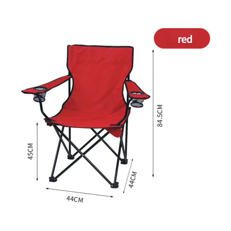 2pcs Red Portable Folding Camping Chair with Armrests and Cup Holder - Magdasmall