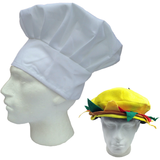 2pcs Set Chefs Hat Baker Cap + Burger Hat Funny Halloween Costume Party Accessory - Magdasmall