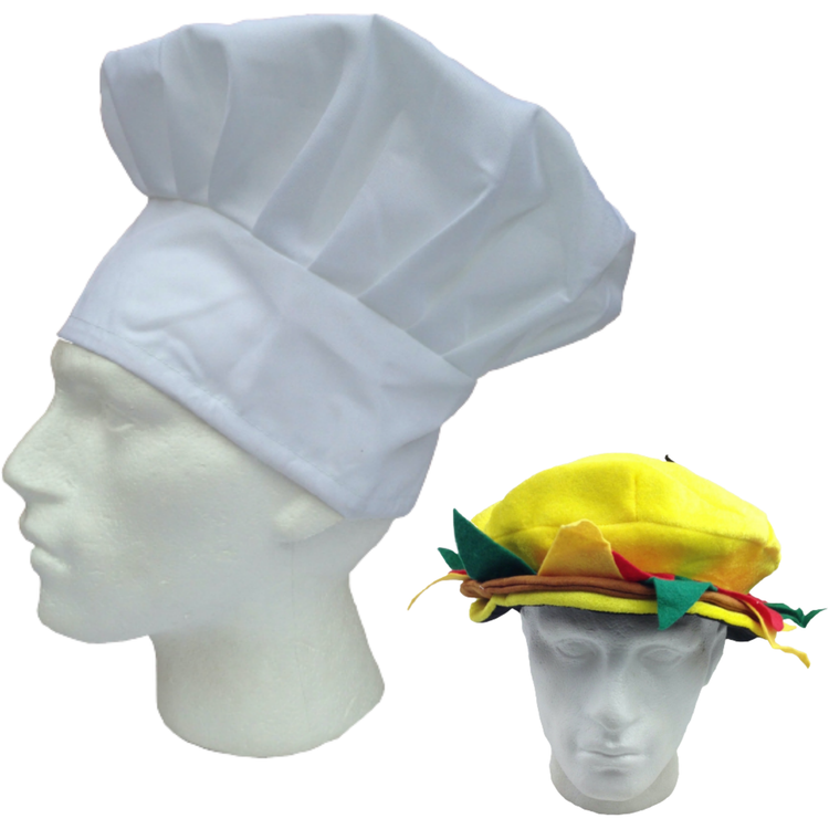 2pcs Set Chefs Hat Baker Cap + Burger Hat Funny Halloween Costume Party Accessory - Magdasmall
