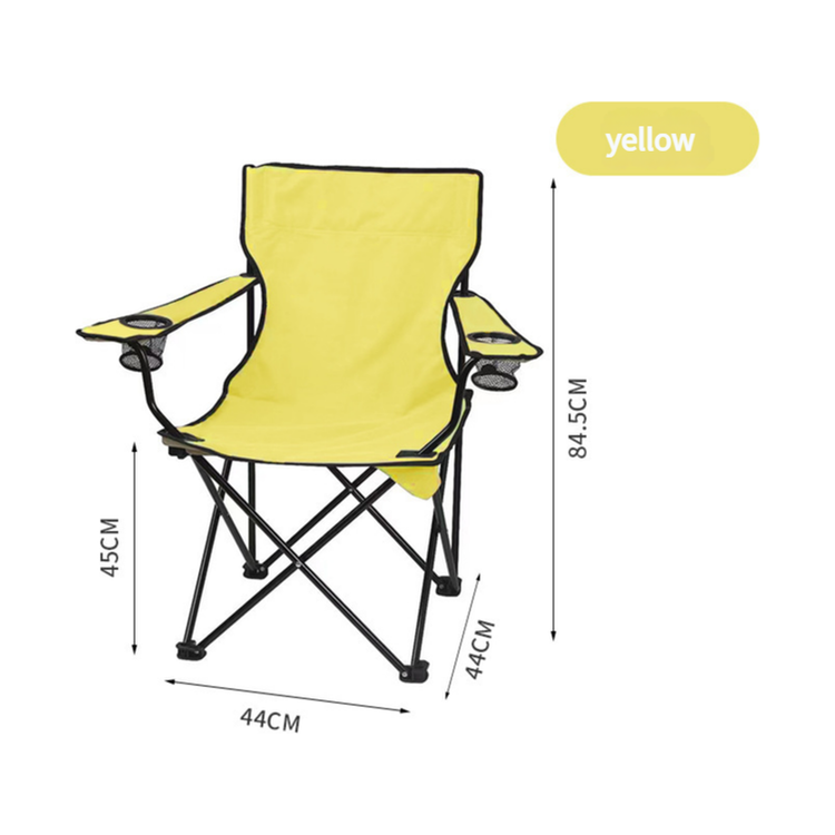 2pcs Yellow Portable Folding Camping Chair with Armrests and Cup Holder - Magdasmall