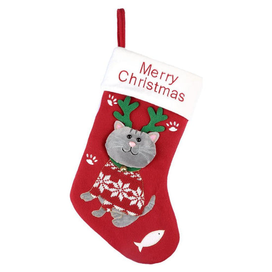 2pcs cute cat christmas stockings cartoon christmas socks gift bag christmas decoration socks christmas tree pendant - Magdasmall