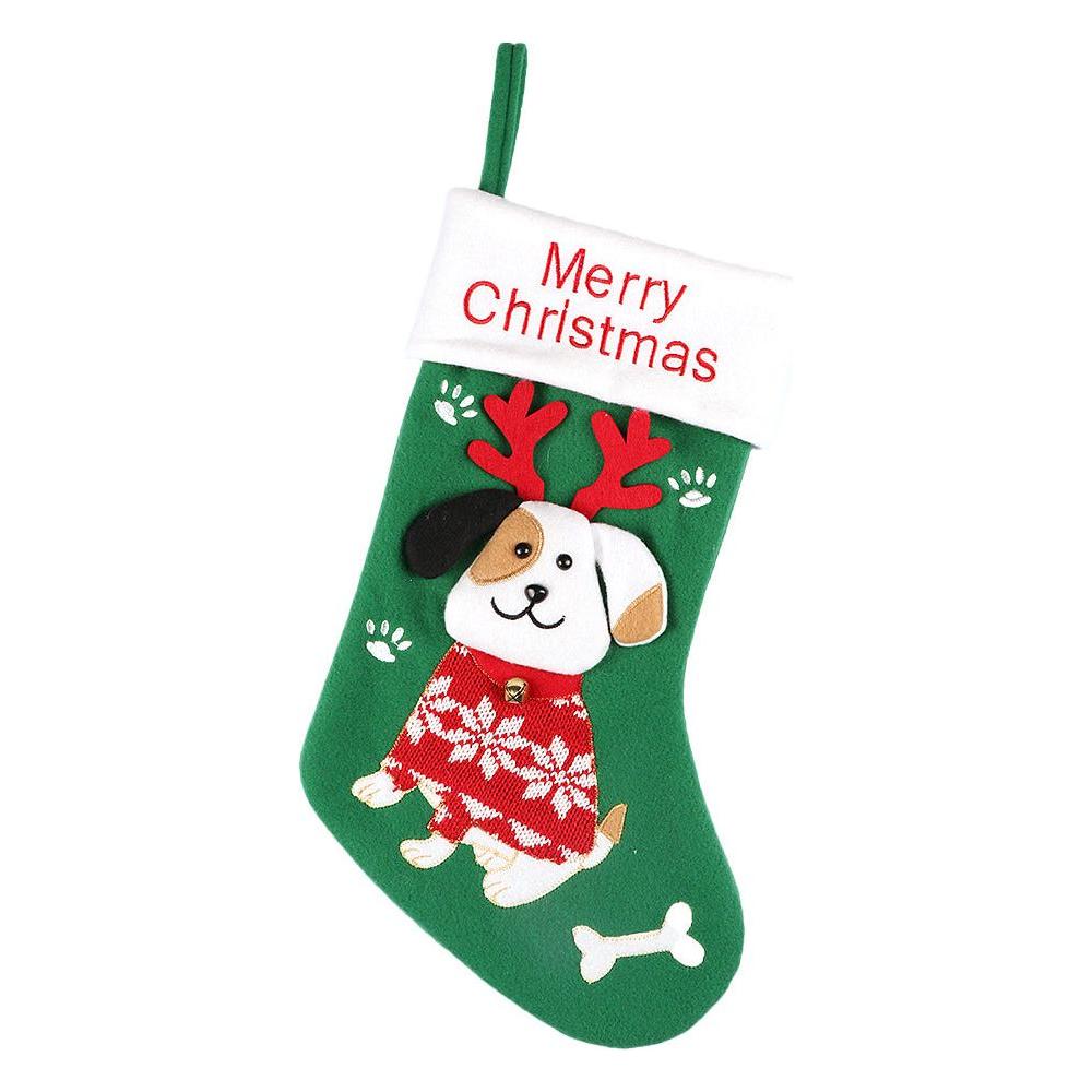 2pcs cute dog christmas stockings cartoon christmas socks gift bag christmas decoration socks christmas tree pendant - Magdasmall