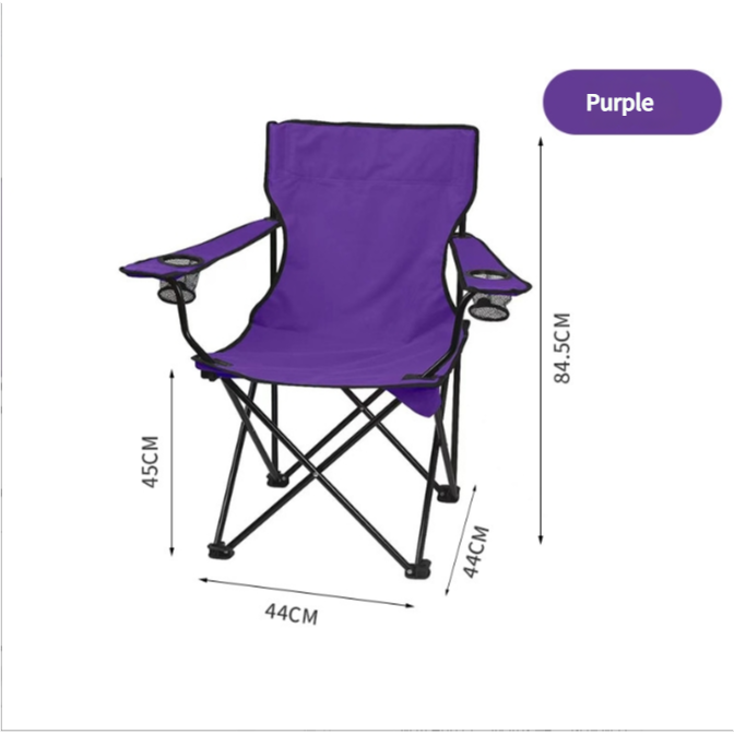 2pcs purple Portable Folding Camping Chair with Armrests and Cup Holder - Magdasmall
