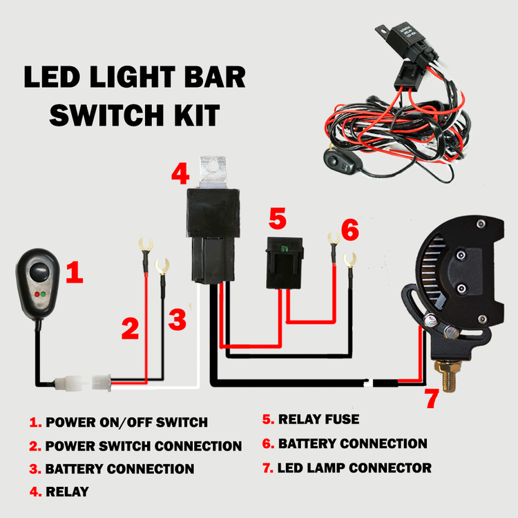 2way LED Universal Driving light Wiring Loom Harness 12V 24V 40A Relay Switch - Magdasmall