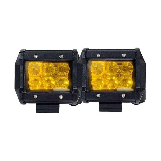 2x 4inch Flood LED Light Bar Offroad Boat Work Driving Fog Lamp Truck Yellow