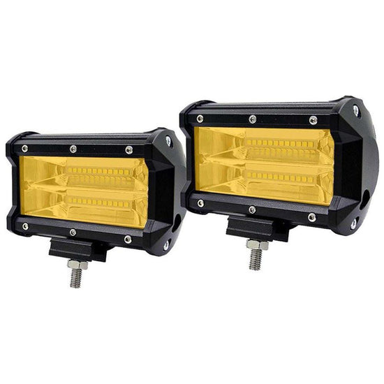 2x 5inch Flood LED Light Bar Offroad Boat Work Driving Fog Lamp Truck Yellow