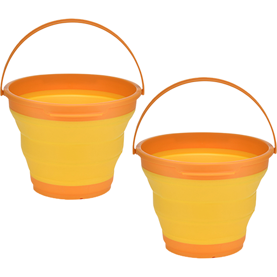 2x 7L Foldable Collapsible Silicone Bucket for Hiking/Camping/Fishing - Orange - Magdasmall