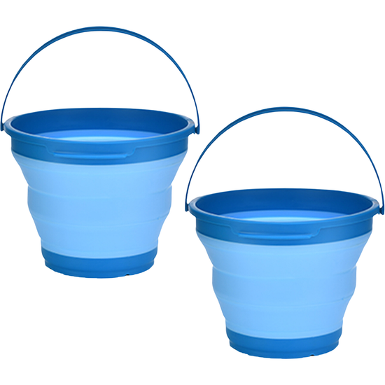 2x 7L Foldable Collapsible Silicone Bucket for Home/Hiking/Camping/Fishing -Blue - Magdasmall