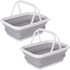 2x 9L Collapsible Laundry Folding Basket Wash Clothes w Handles Bin - Grey/White - Magdasmall