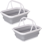 2x 9L Collapsible Laundry Folding Basket Wash Clothes w Handles Bin - Grey/White - Magdasmall