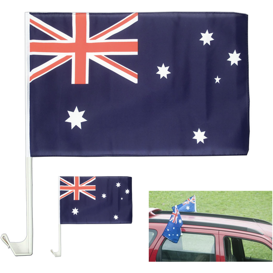2x AUSTRALIA CAR FLAG with Window Clip Flags Australia Day 30cm x 45cm - Magdasmall
