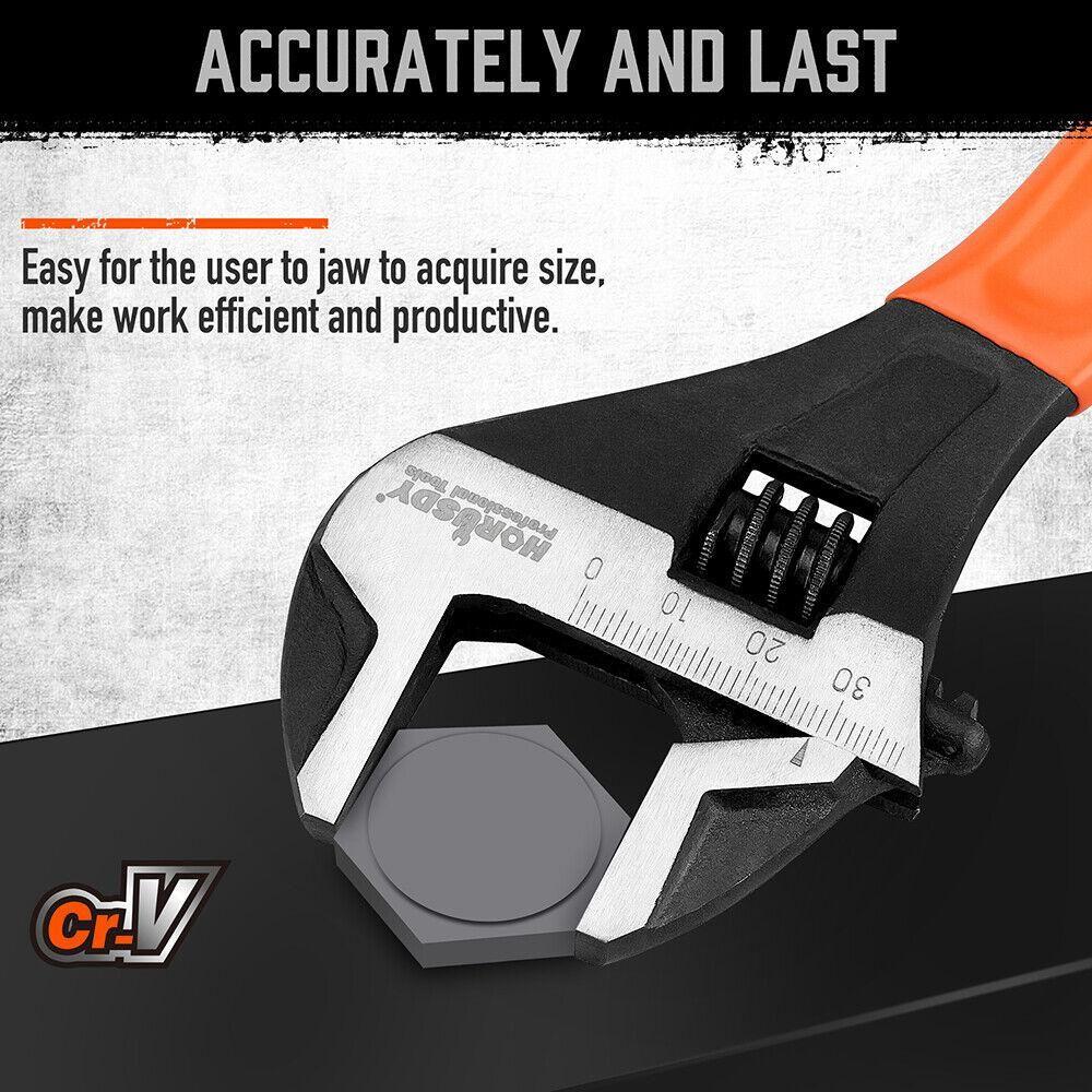2x Adjustable Wrench Set 6" 10" Wide Jaw Spanner Cr-V Steel Workshop Metric SAE - Magdasmall