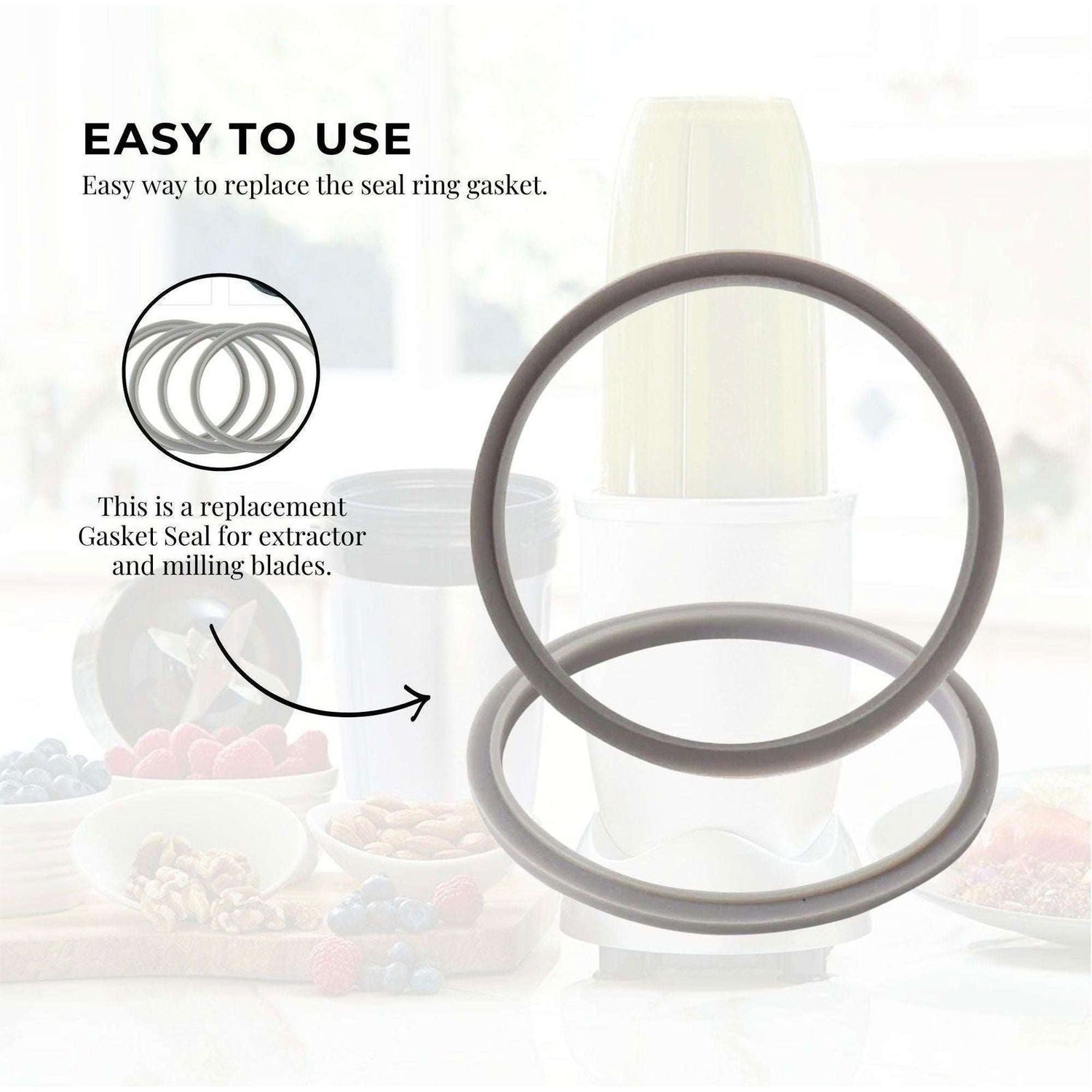 2x For Nutribullet Gasket Seal Grey Ring For 900W - Most 600W 1200W Blade - Magdasmall
