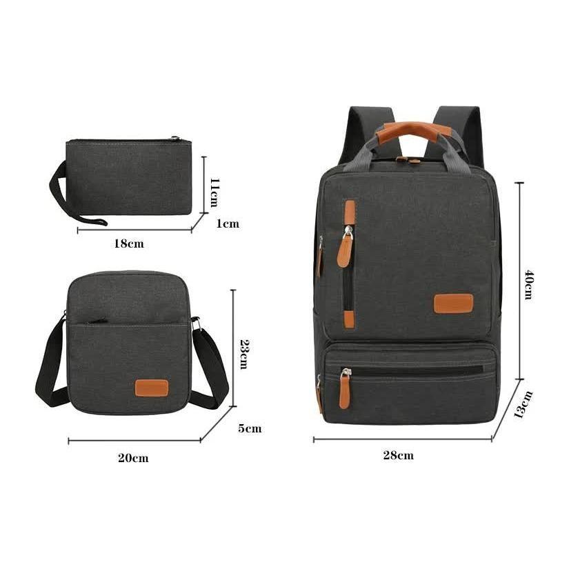 3-Piece Travel Backpack Set - Stylish Multi-Functional Backpack, Shoulder Bag & Pouch for Men & Women - Magdasmall