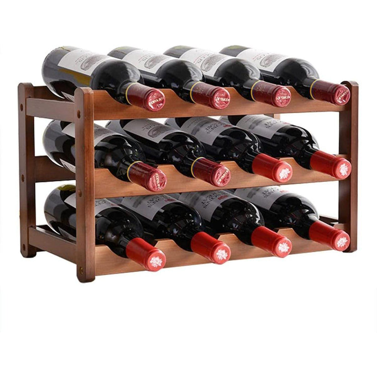 3-layer Bamboo Wine Storage Rack (12 bottles) - Magdasmall