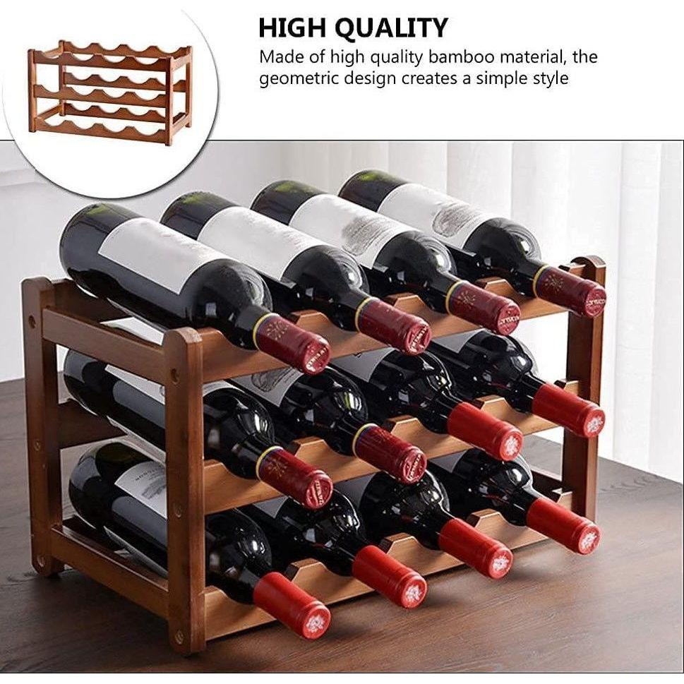 3-layer Bamboo Wine Storage Rack (12 bottles) - Magdasmall