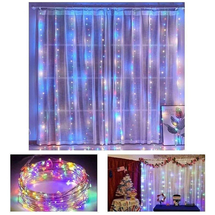 300 LEDs Window Curtain Fairy Lights 8 Modes and Remote Control for Bedroom (Multicolor, 300 x 300cm)